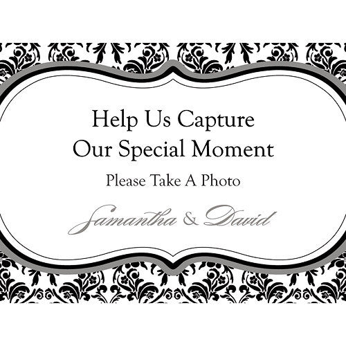 "Love Bird Damask" Disposable Camera Table Sign