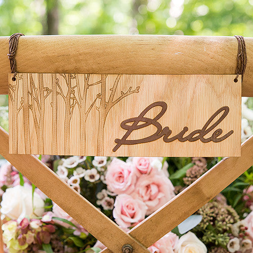 Wood Veneer Bride and Groom Chair Markers