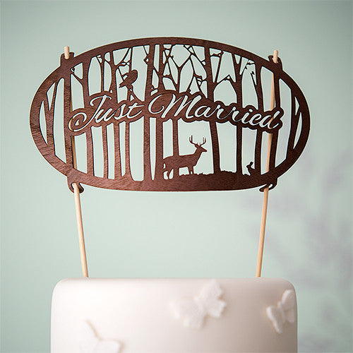 Just Married Woodland Wood Veneer Cake Topper