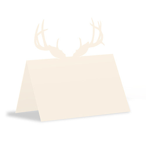 Laser Expressions Deer Antlers Folded Place Card White