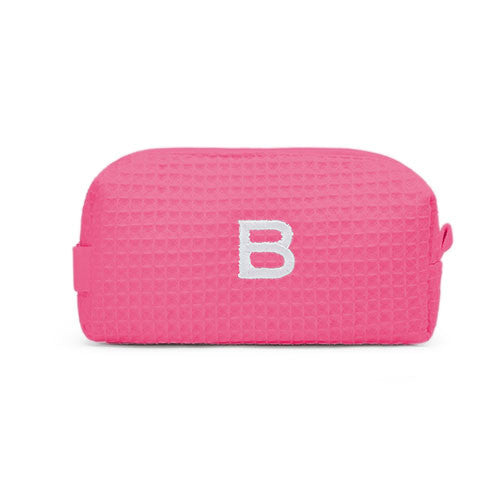 Small Cotton Waffle Cosmetic Bag - Hot Pink