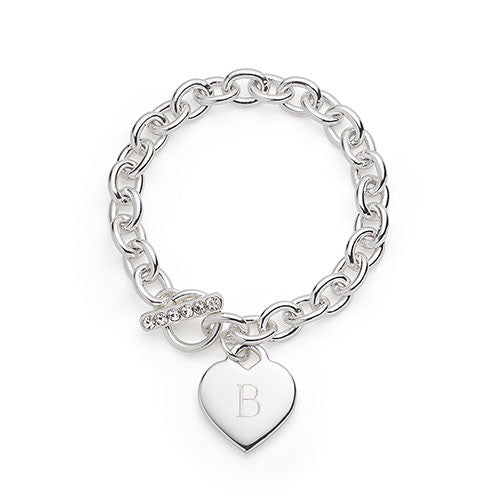 Silver Plated Heart Link Bracelet