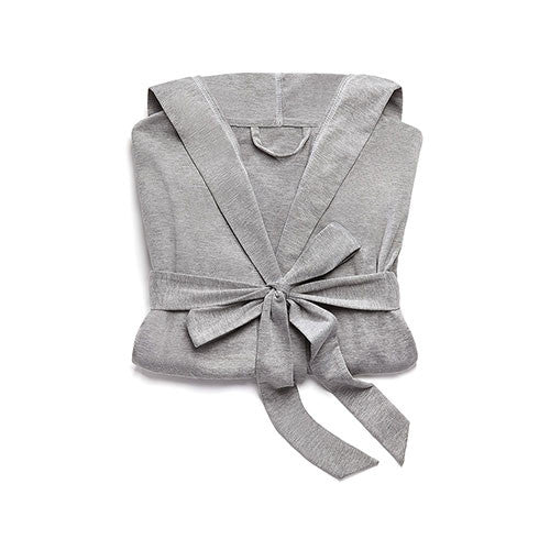 Saturday Hooded Lounge Robe - Gray With White Stitching Small - Medium