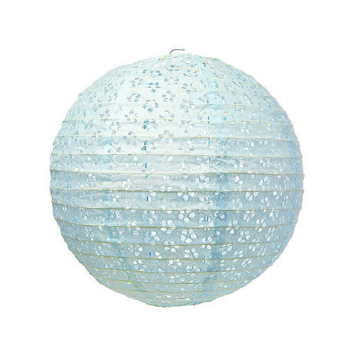 Small Eyelet Paper Lantern - Light Blue