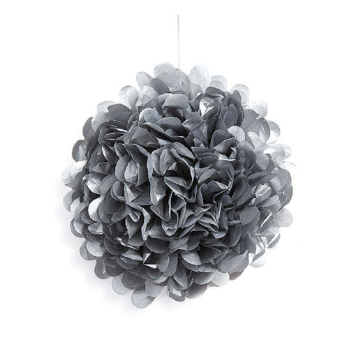 Mini Metallic Paper Pom Pom - Silver