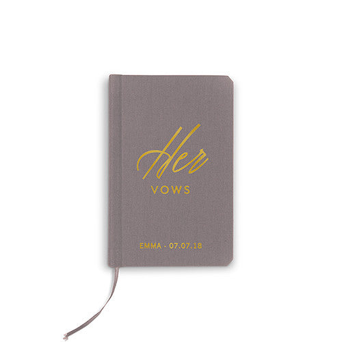 Charcoal Linen Pocket Journal - Her Vows Emboss