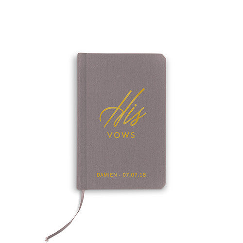 Charcoal Linen Pocket Journal - His Vows Emboss