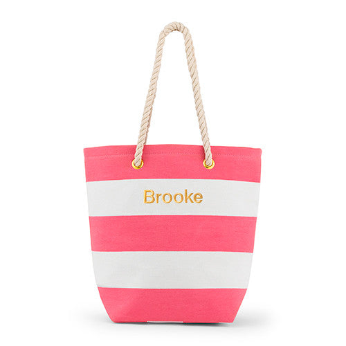 Bliss Striped Tote - Pink and White