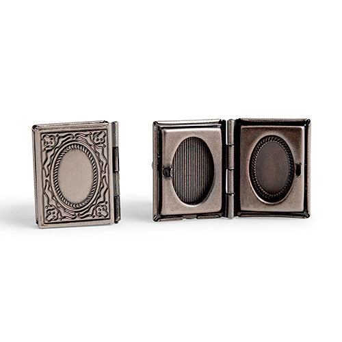 Vintage Book Locket Cufflinks - Antique Silver