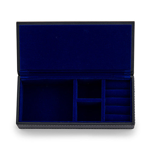 Vegan Leather Jewelry Box - Black with Dark Blue
