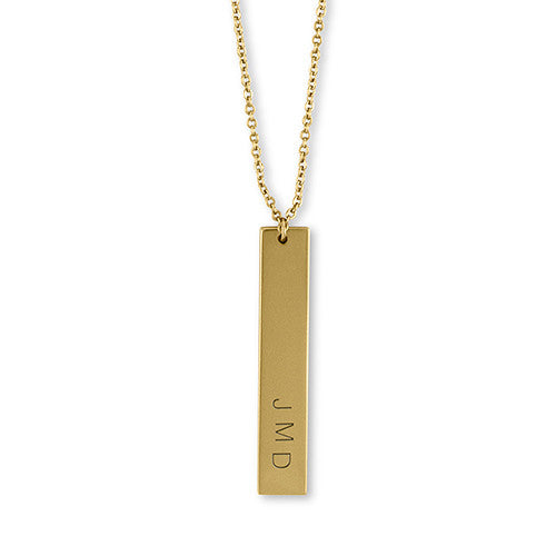 Vertical Rectangle Tag Necklace - Matte Gold