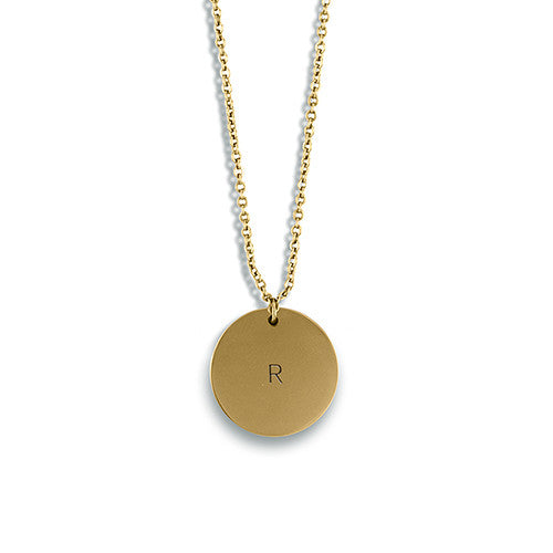 Circle Tag Necklace - Matte Gold