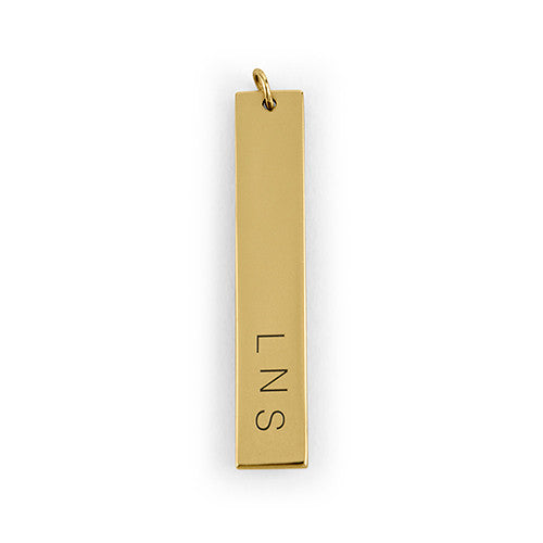 Vertical Rectangle Tag Pendant - Matte Gold