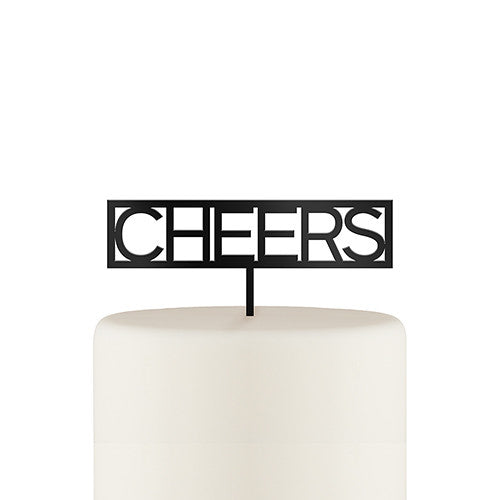 Block Cheers Acrylic Cake Topper - Black