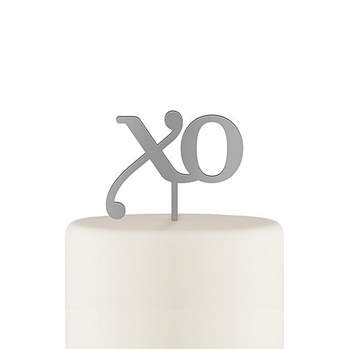 XO Acrylic Cake Topper - Metallic Silver