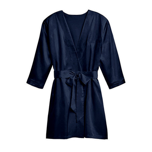 Silky Kimono Robe - Navy Blue X-Large