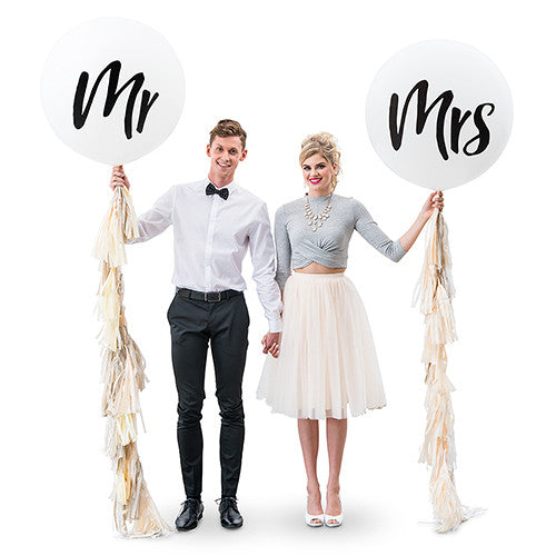 36" Jumbo White Round Wedding Balloon - "Mr"