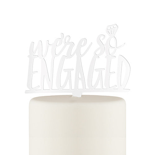 We're So Engaged Acrylic Cake Topper - White