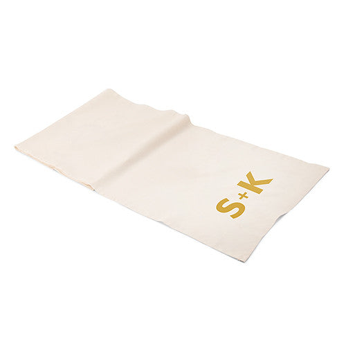 Personalized Off White Linen Table Runner - Times Square Monogram (120" - 3.0m long)