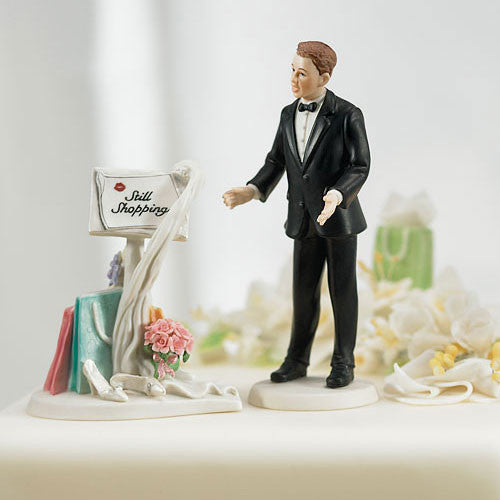 "Still Shopping" Message Board Mix & Match Cake Topper Caucasian Groom