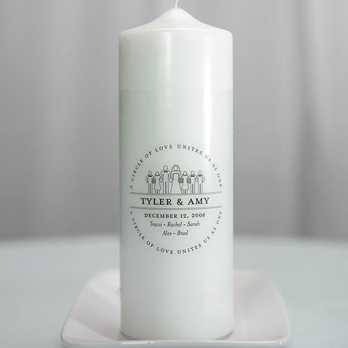 Interchangeable Family Crest Personalized Unity Candle White