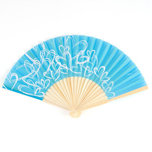 Contemporary Hearts Fan - Aqua Blue