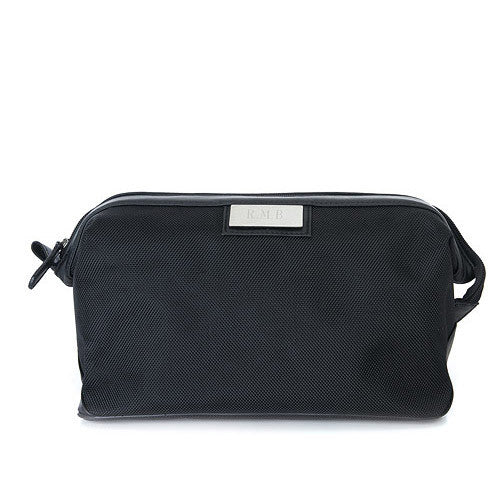 Black Nylon - PVC Shaving Travel Bag