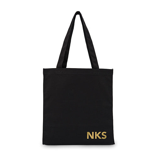 Modern Monogram Black Canvas Tote Bag Mini Tote with Gussets