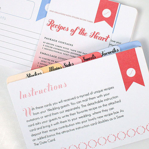 "Recipes of the Heart" Recipe Cards and Divider Set