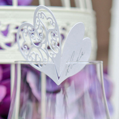 Laser Expressions Double Heart Filigree Die Cut Card Standard Paper Sea Blue