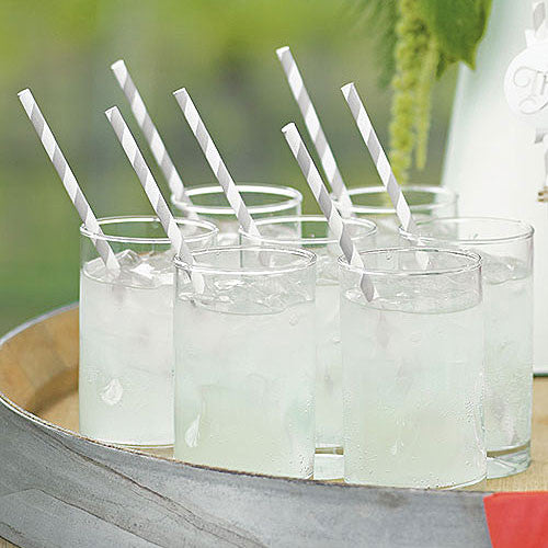 "Sippers" Candy Striped Paper Straws Classical Green