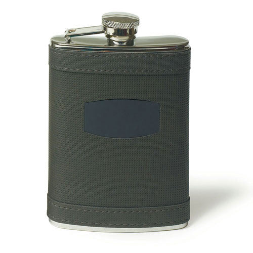 Charcoal Grey and Stainless Steel Hip Flask