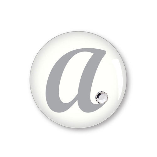 Monogram with Single Rhinestone Epoxy Sticker Letter "R"