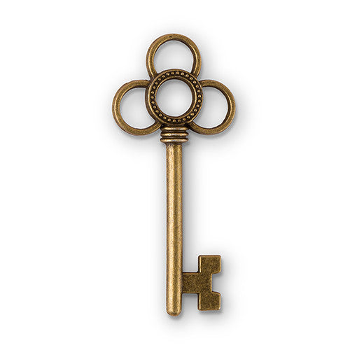 Antique Key Charm Style 3 - Intertwined Rings