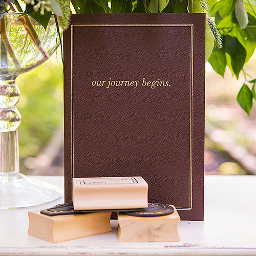 "Our Journey Begins" Travel Inspired Alternative Guest Book Kit Chocolate Brown