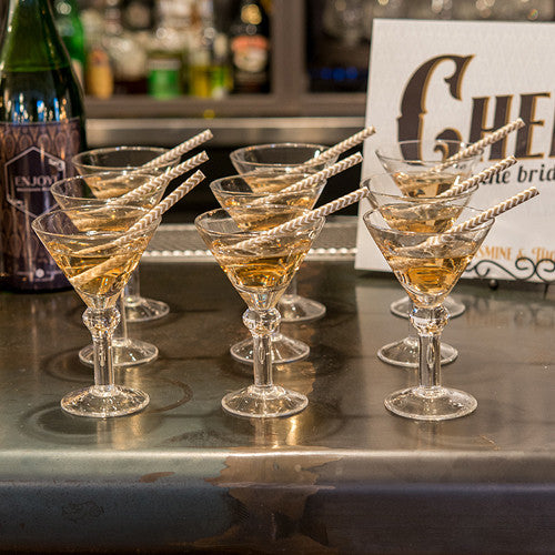 "Sippers" Chevron Pattern Metallic Print Paper Straws Gold