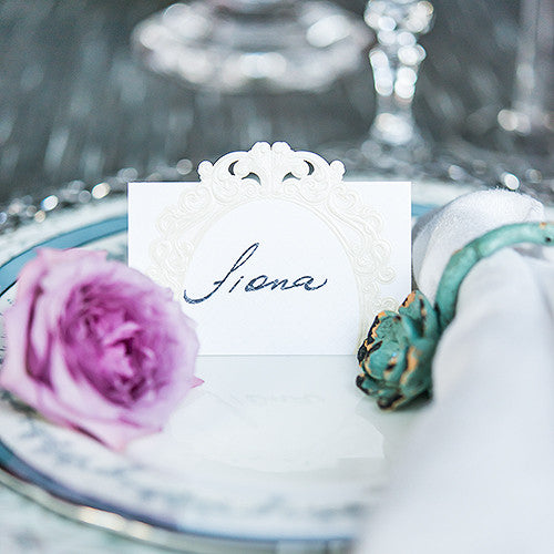 Pearls and Lace Laser Embossed Place Cards