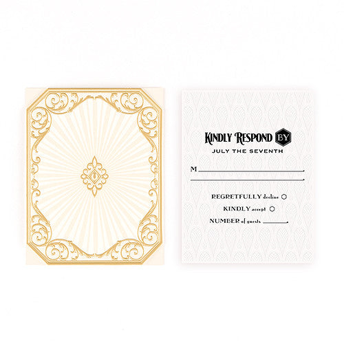 Art Deco Laser Embossed Accessory Cards with Personalization Black