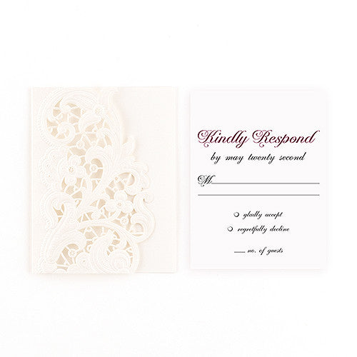 Lace Opulence Laser Embossed Accessory Cards with Personalization Berry