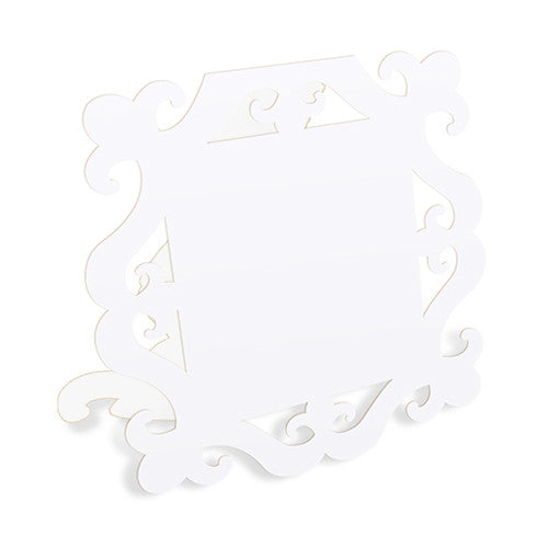 Laser Expressions Square Baroque Frame Folded Place Card - White