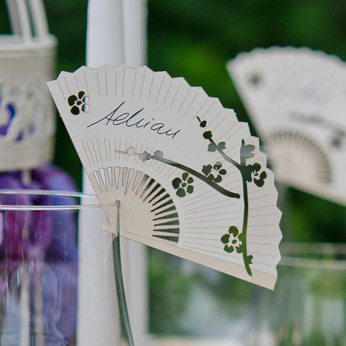 Laser Expressions Cherry Blossom Fan Die Cut Card - Ivory