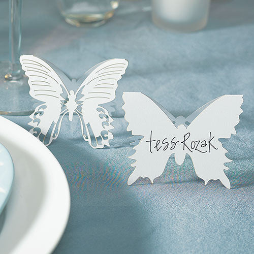 Laser Expressions Butterfly Folded Place Card - White