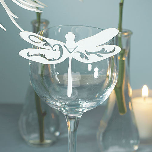 Laser Expressions Dragonfly Die Cut Card - White
