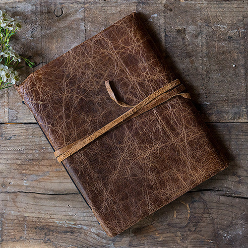 Leather Bound Journal Rustic Style Guest Book Chocolate Brown