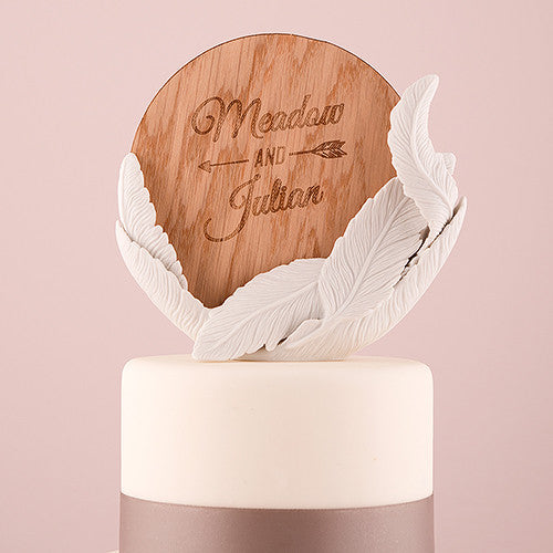 White Feather Porcelain Wedding Cake Topper