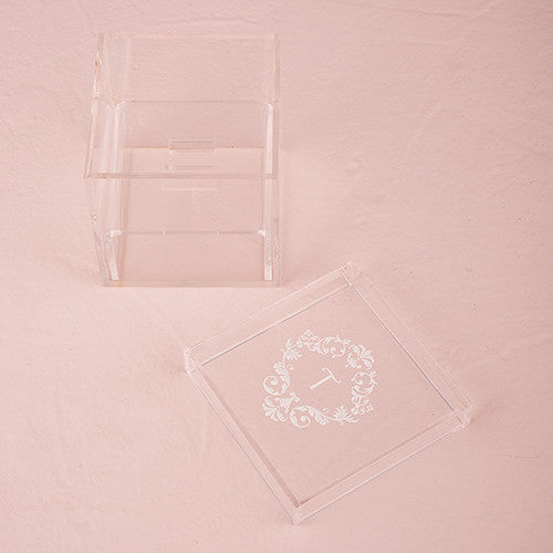 Acrylic Wedding Ring Box - Monogram Simplicity Etching