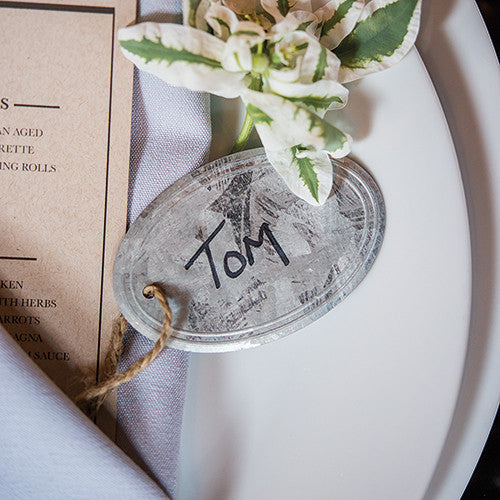 Oval Tin Tags with Jute Hangers
