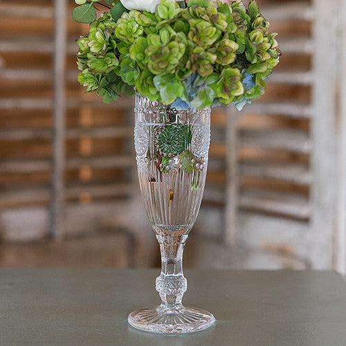Vintage Style Pressed Glass Flute in Clear
