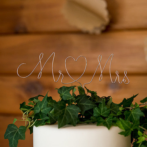 Mr. & Mrs. Twisted Wire Cake Topper - Silver Silver