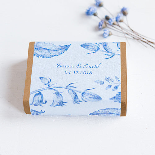 Kraft Drawer-Style Favor Box With Romance Floral Wrap Assortment Powder Blue